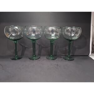 Lt. Sage Green Hand Blown Goblets, Set of 4, Large 24 oz Balloon Glasses,‎ 8.75"